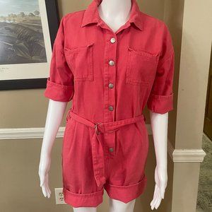 Twin - Pink Jean Romper - XS